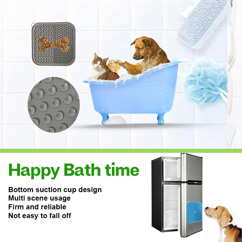 Dog Licking Mat Slow Feeder — Suction Cup Silicone Lick Pad